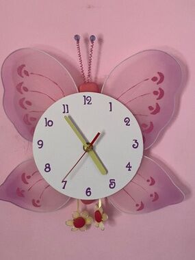 Vintage Girl's Butterfly Wall Clock